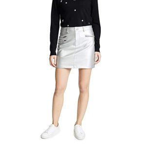 Rebecca Minkoff silver faux leather mini skirt